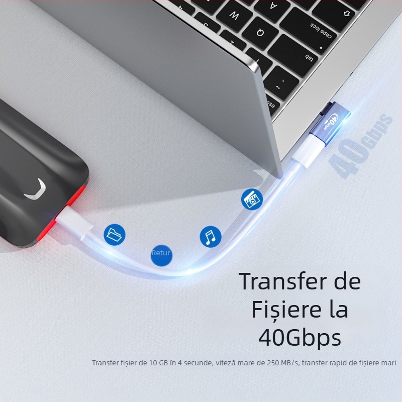 Adaptor USB-C USB4 cu funcții complete, transfer de date de până la 40 Gbps, pentru laptop, proiecție 8K HD a ecranului
