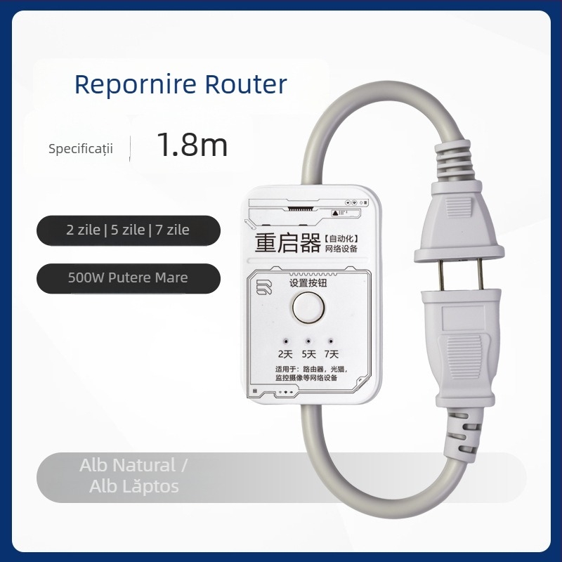 Controler inteligent cu întrerupere și repornire programabile pentru routere și modemuri optice – oprire alimentare automată, resetare și repornire pentru îmbunătățirea vitezei internetului și reducerea întârzierilor