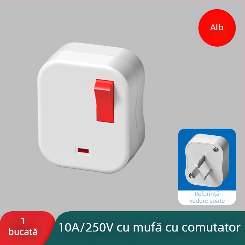 Prize cu întrerupător iluminat, deconectare prin atingere, 10A, priză tri-pin cu trei găuri, fără cablu