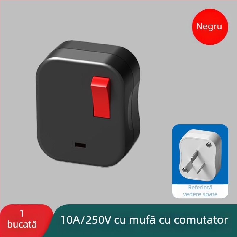 Prize cu întrerupător iluminat, deconectare prin atingere, 10A, priză tri-pin cu trei găuri, fără cablu
