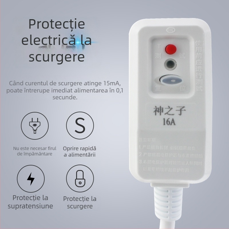 Ștecher cu protecție la scurgeri de curent și întrerupător de alimentare, priză dedicată 16/10A