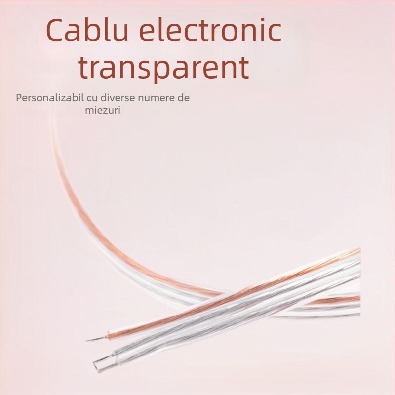 2468 Cablu PVC transparent cu conductori din aur și argint, cablu plat transparent, fire paralele duble și triple pentru bandă LED