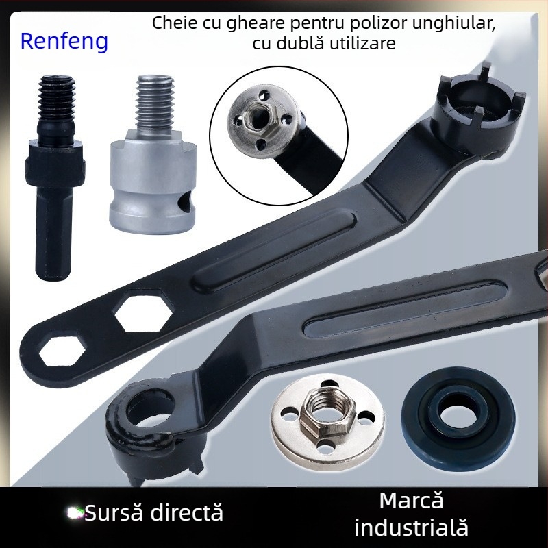 Cheie pentru polizor unghiular cu patru gheare – dublă funcție, demontare îngroșată, reglabilă, cheie polivalenta pentru polisare