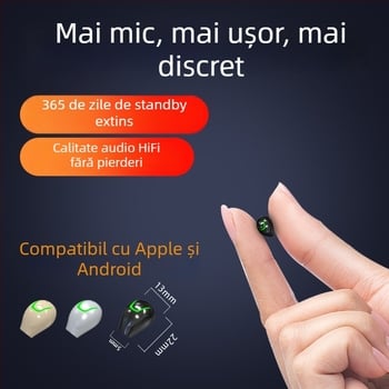 MINI21 Căști Bluetooth mini, compacte, invizibile, pentru o ureche în alergare și sport, sunet de înaltă calitate, model 2025