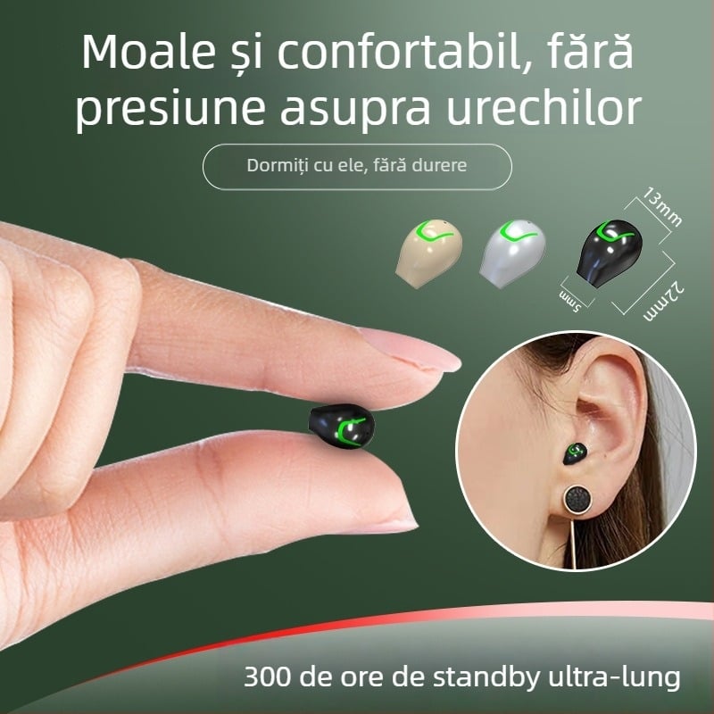 MINI21 Căști Bluetooth mini, compacte, invizibile, pentru o ureche în alergare și sport, sunet de înaltă calitate, model 2025