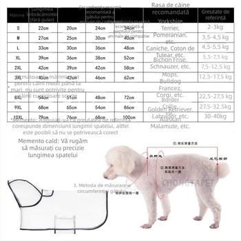 Pelerină transparentă de ploaie pentru câini mici