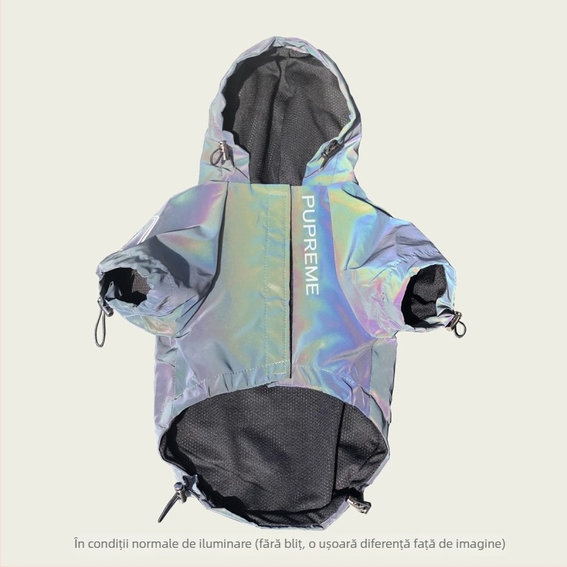 Pelerină de ploaie pentru câini mari, cu design steag american, impermeabilă și rezistentă la vânt.