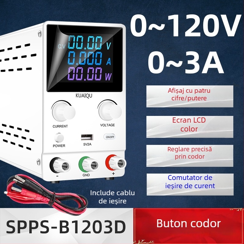SPPS-B1203D Sursă de alimentare DC reglabilă cu comutare, encoder și afișaj LCD color
