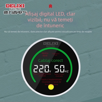 Delixi Electric detector de fază, tester de tensiune, tester pentru scurgeri în priză, detector electric cu afișaj digital, priză de test