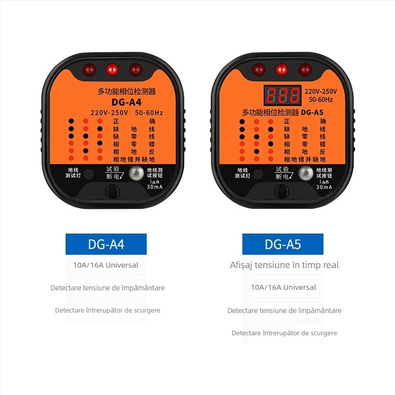 Detector de fază multifuncțional pentru prize, detector de fază pentru uz casnic și tester de scurgeri în instalații, model A2
