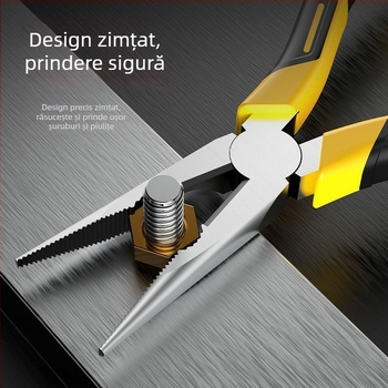 Clește cu nasuri subțiri din oțel mangan înalt, lucrat manual, multifuncțional, economisește efort, pentru uz casnic și pentru înfășurarea și tăierea cablurilor, calitate industrială
