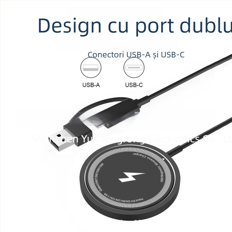 Încărcător wireless din aliaj de aluminiu pentru iPhone, încărcare magnetică de 15W