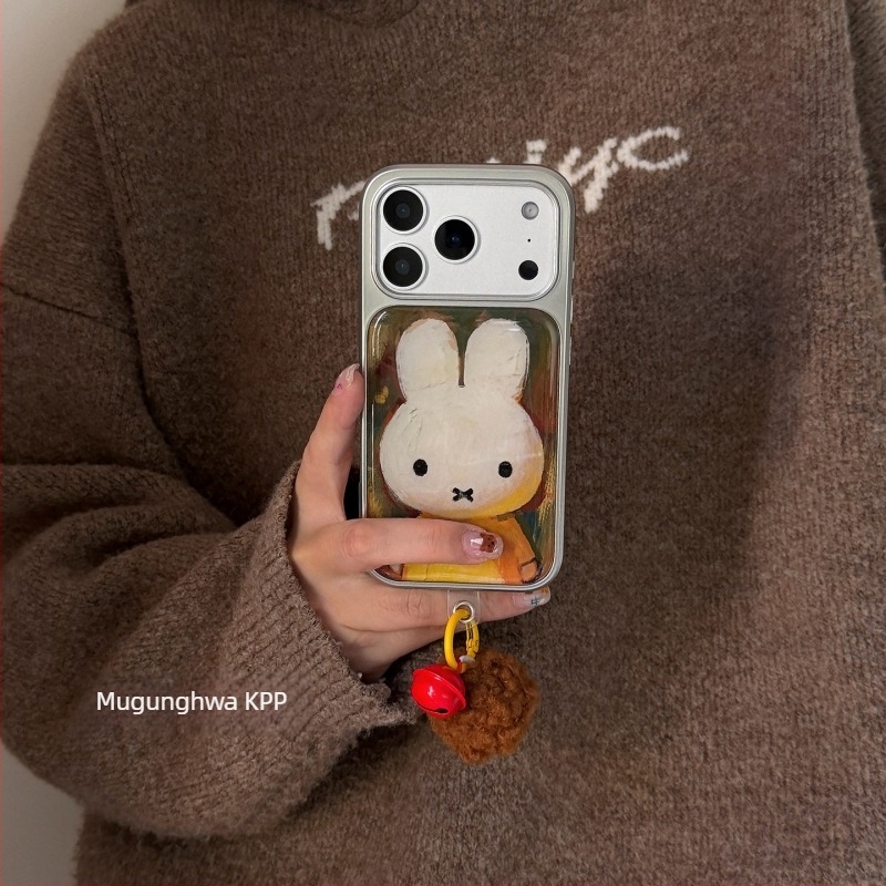 Carcasă pentru telefon KPP cu iepuraș drăguț în stil pictură în ulei pentru iPhone 14 Pro și iPhone 14 Pro Max