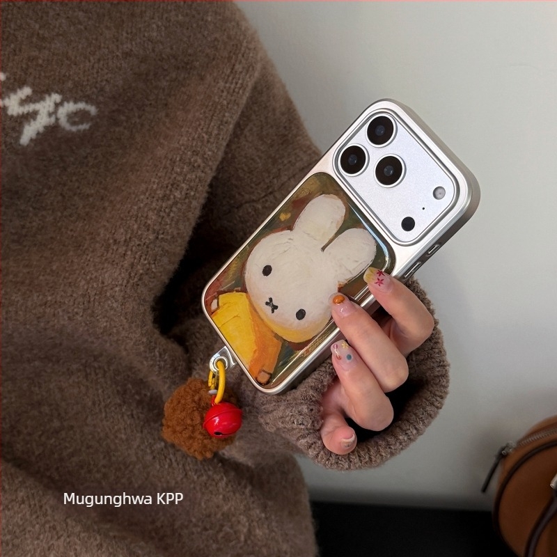 Carcasă pentru telefon KPP cu iepuraș drăguț în stil pictură în ulei pentru iPhone 14 Pro și iPhone 14 Pro Max