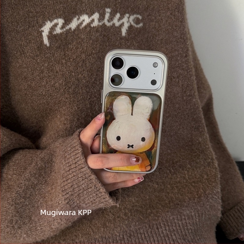 Carcasă pentru telefon KPP cu iepuraș drăguț în stil pictură în ulei pentru iPhone 14 Pro și iPhone 14 Pro Max