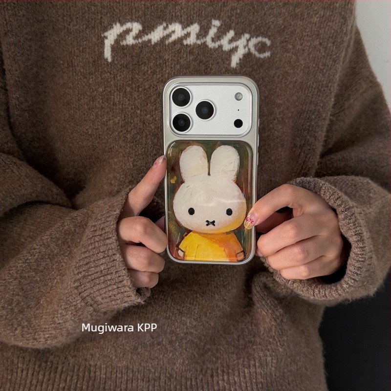 Carcasă pentru telefon KPP cu iepuraș drăguț în stil pictură în ulei pentru iPhone 14 Pro și iPhone 14 Pro Max