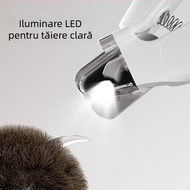 Tăietor de unghii electric 2 în 1 și pila pentru câini și pisici, cu lumină LED