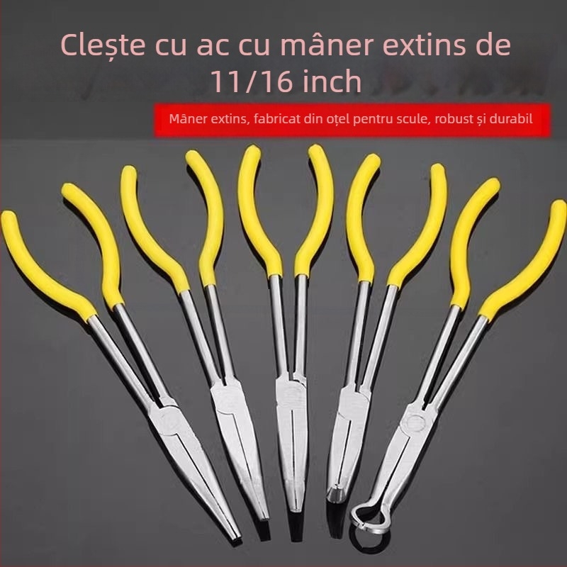 Clește cu nas subțire, 11 inci, lung, cu nas curbat, din oțel de precizie