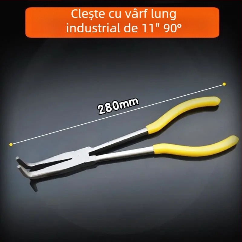 Clește cu nas subțire, 11 inci, lung, cu nas curbat, din oțel de precizie