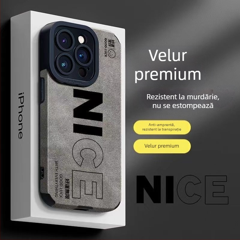 Husă din piele velur pentru iPhone 14 Pro Max, stil Ins, de înaltă calitate