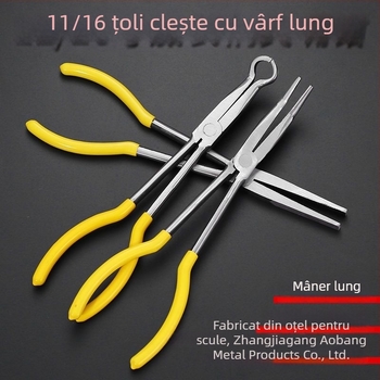 Clește de tip O, 11 inch, pentru cabluri auto, nas extins, vârf ascuțit, unghiuri de 45° și 90°