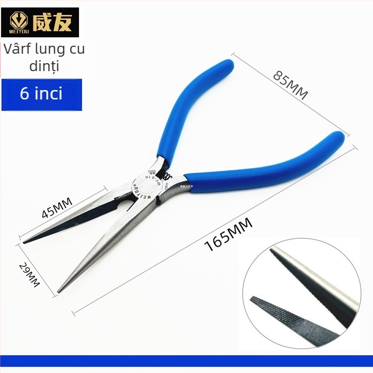 Weiyou WY-616F Clește pentru electricieni, nas ascuțit, multifuncțional, 6 inch, mâner anti-alunecare