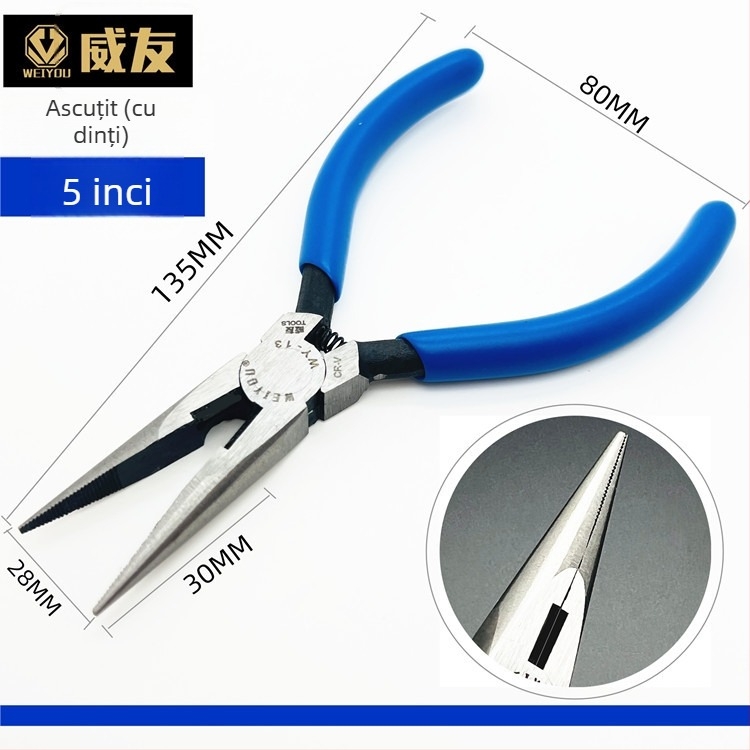 Weiyou WY-616F Clește pentru electricieni, nas ascuțit, multifuncțional, 6 inch, mâner anti-alunecare