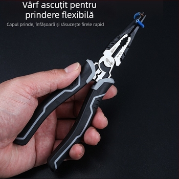 Clește industrial ergonomic pentru cabluri din oțel Cr-V crom-vanadiu, vârf ascuțit, tăietor diagonal și clește cu blocare, 8 inch