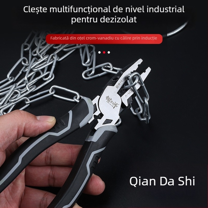 Clește industrial ergonomic pentru cabluri din oțel Cr-V crom-vanadiu, vârf ascuțit, tăietor diagonal și clește cu blocare, 8 inch