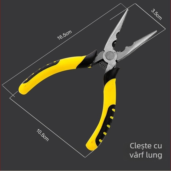 Clește cu nas subțire, din oțel crom-vanadiu, 6 și 8 inch, portabile, pentru dezizolarea cablurilor