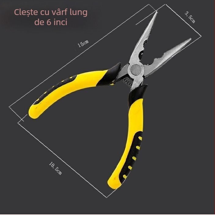 Clește cu nas subțire, din oțel crom-vanadiu, 6 și 8 inch, portabile, pentru dezizolarea cablurilor