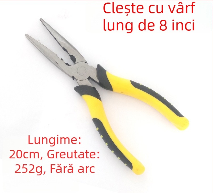 Clește cu nas subțire, din oțel crom-vanadiu, 6 și 8 inch, portabile, pentru dezizolarea cablurilor