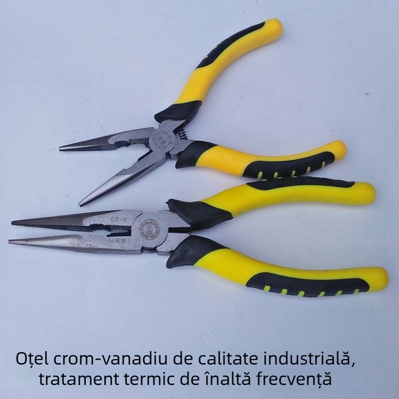 Clește cu nas subțire, din oțel crom-vanadiu, 6 și 8 inch, portabile, pentru dezizolarea cablurilor