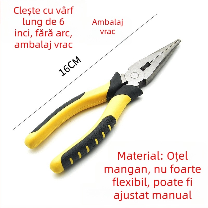 Clește cu nas subțire, din oțel crom-vanadiu, 6 și 8 inch, portabile, pentru dezizolarea cablurilor