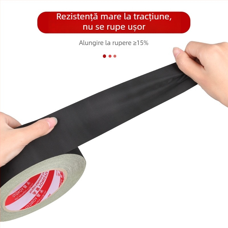 Bandă neagră din țesătură de acetat, ignifugă, izolatoare, rezistentă la temperaturi înalte, pentru reparații LCD și electronice.