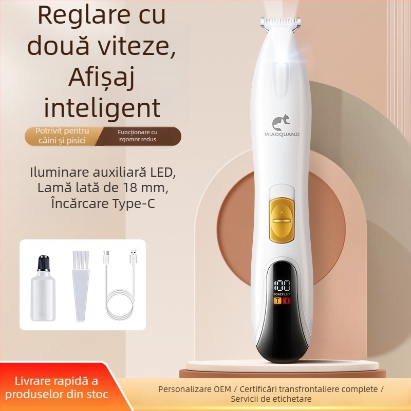 Trimmer electric automat pentru părul de pe lăbuțele pisicii, cu afișaj LED