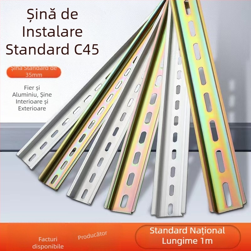 Bloc terminal pe șină C45 cu întrerupător, din aluminiu și fier, montaj pe șină 35 mm