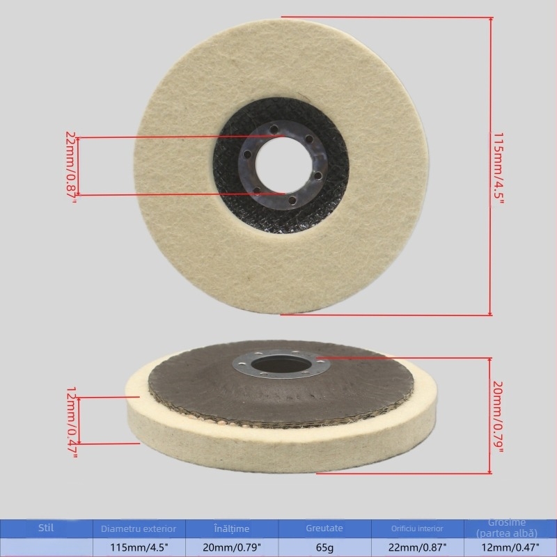 Disc cu aripioare din lână pentru lustruire, diametru 125 mm (5 in)