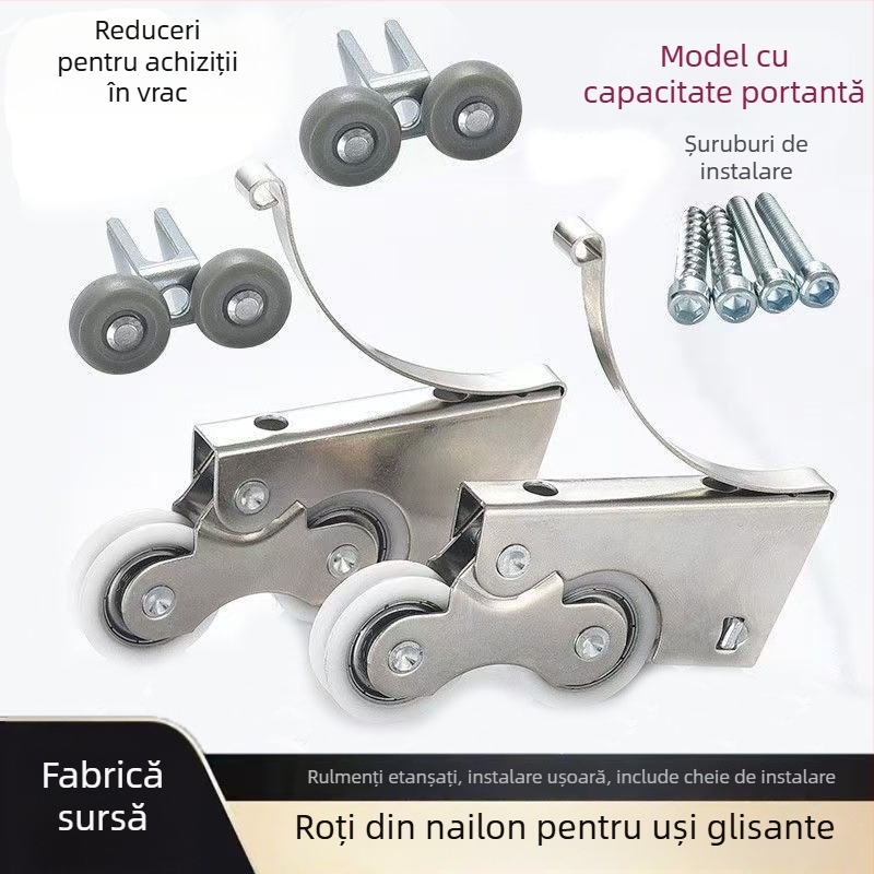 Rola cu două roți pentru uși de dulap glisante, sarcină mare, rulment 608