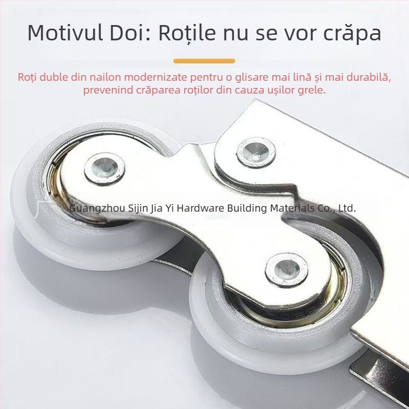 Rola cu două roți pentru uși de dulap glisante, sarcină mare, rulment 608