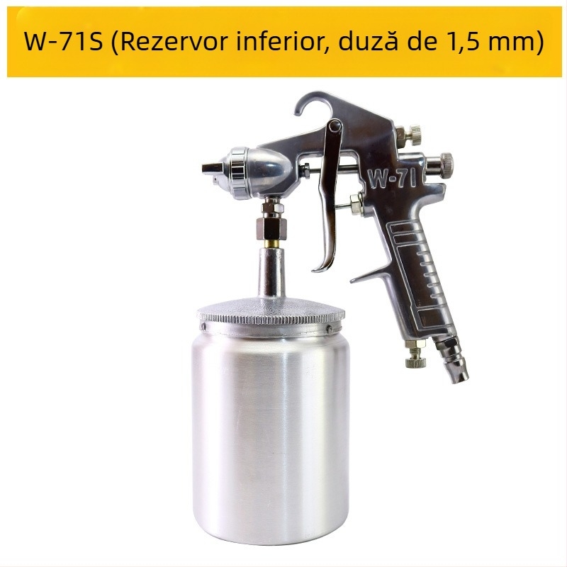 Pistolă pneumatică de pulverizare W71 cu W77, latex cu atomizare înaltă pentru mobilier, vas inferior F75