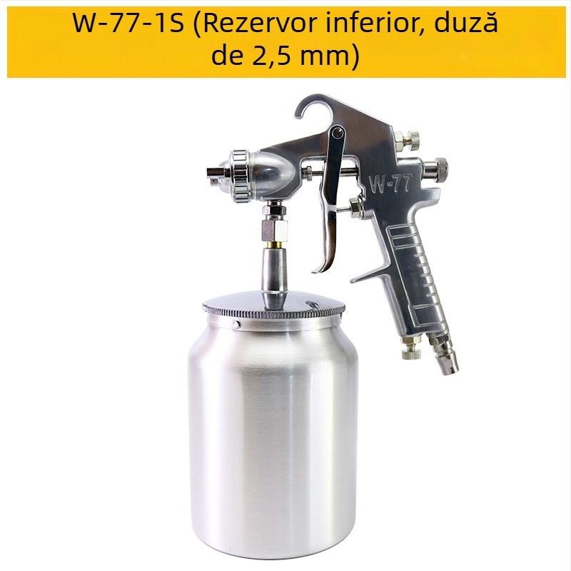 Pistolă pneumatică de pulverizare W71 cu W77, latex cu atomizare înaltă pentru mobilier, vas inferior F75
