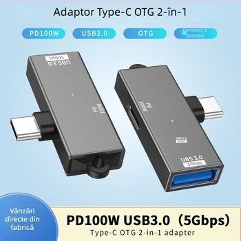 Adaptor Type-C către USB 3.0 + PD 100W, două funcții într-un adaptor de înaltă viteză pentru telefoane USB-C