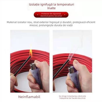 Sârmă din cupru pur roșu și negru, cu nucleu RVB2, cablu paralel gri-alb, cablu de alimentare paralel pentru bandă LED și cap de lampă