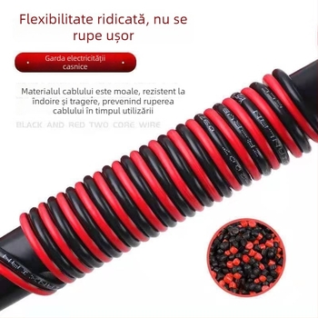 Sârmă din cupru pur roșu și negru, cu nucleu RVB2, cablu paralel gri-alb, cablu de alimentare paralel pentru bandă LED și cap de lampă