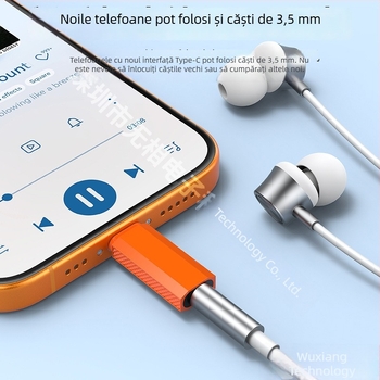 Adaptor USB-C la 3,5 mm pentru căști cu placă de sunet, compatibil cu Apple iPhone 17