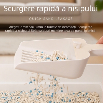 Lingură de nisip pentru pisici, din plastic, reglabilă, cu două găuri, pentru nisip de tofu și bentonită