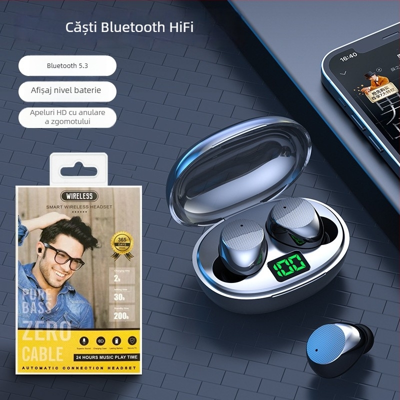 Căști wireless in-ear Bluetooth, baterie mare, autonomie îndelungată, anulare a zgomotului pentru gaming