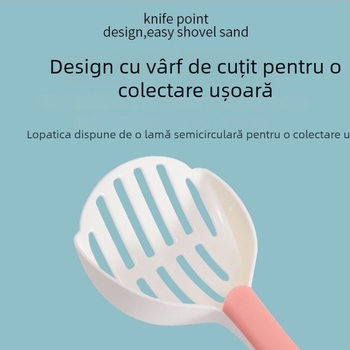 Lingură pentru nisip de pisică tofu cu filtrare instantă, din plastic bicolor, instrument de curățare pentru animale de companie