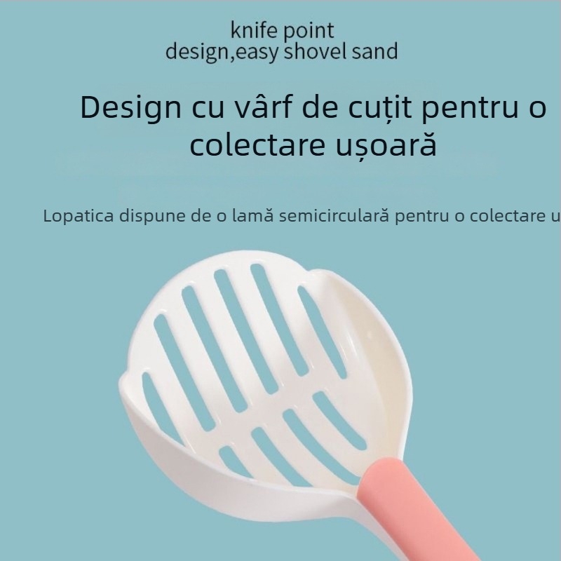 Lingură pentru nisip de pisică tofu cu filtrare instantă, din plastic bicolor, instrument de curățare pentru animale de companie